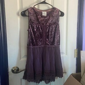 knox rose purple velvet flowy tank top (s: XS)